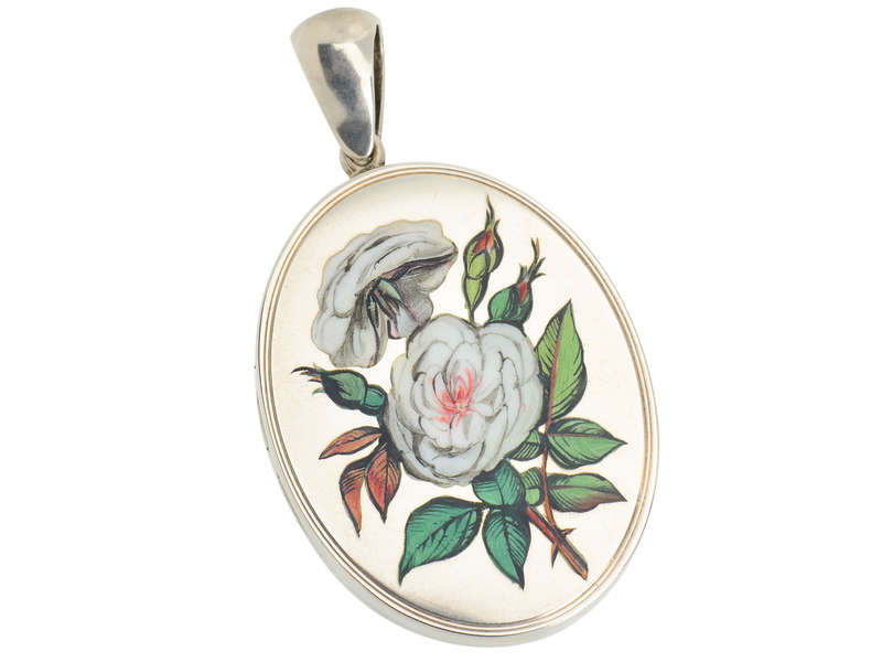 The White Rose - Victorian Enamel Silver Locket
