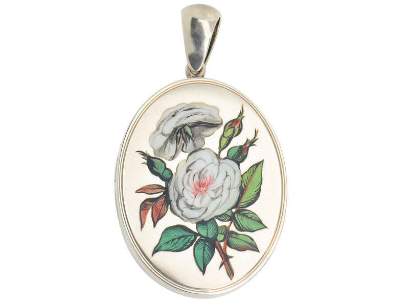 The White Rose - Victorian Enamel Silver Locket