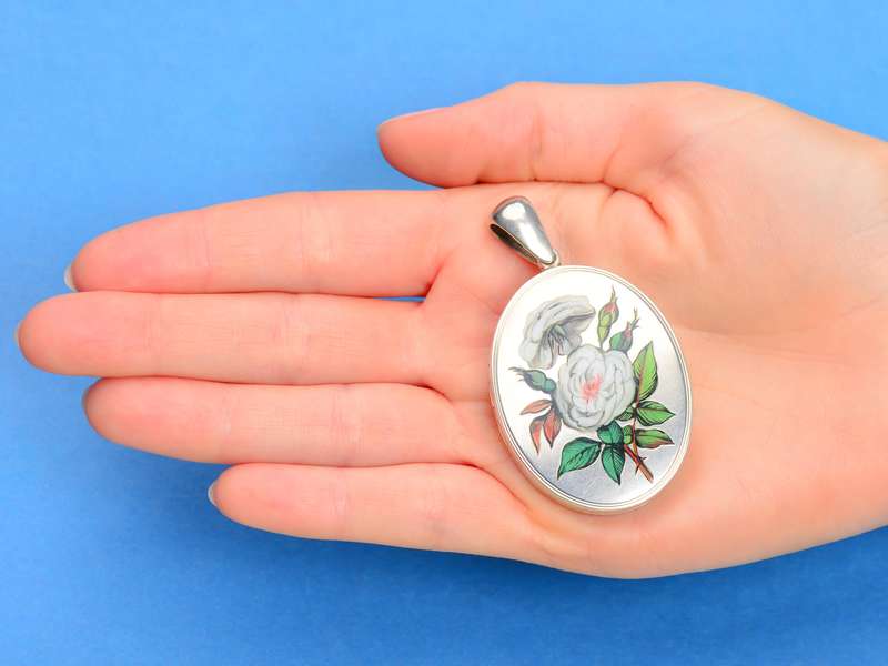 The White Rose - Victorian Enamel Silver Locket