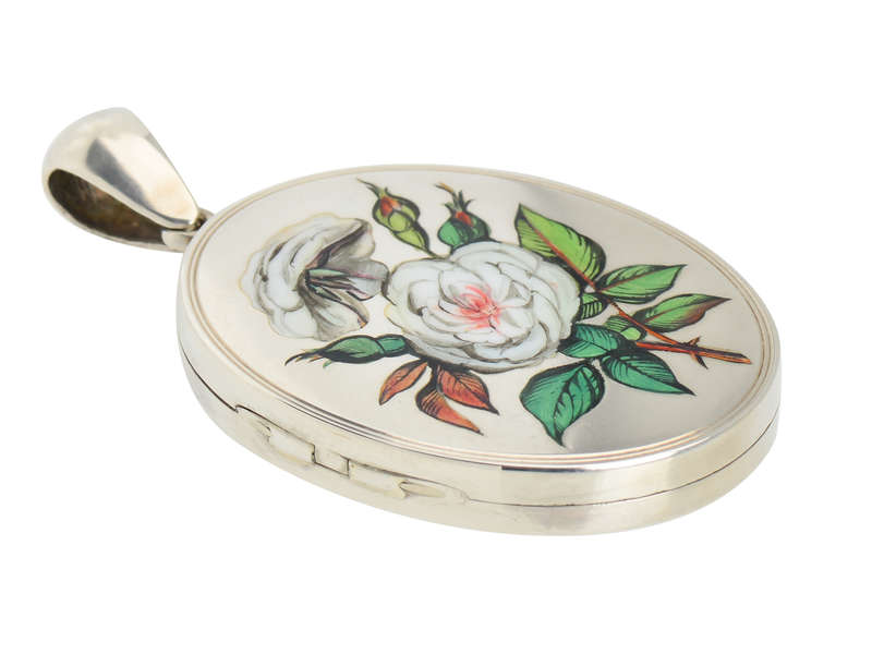 The White Rose - Victorian Enamel Silver Locket