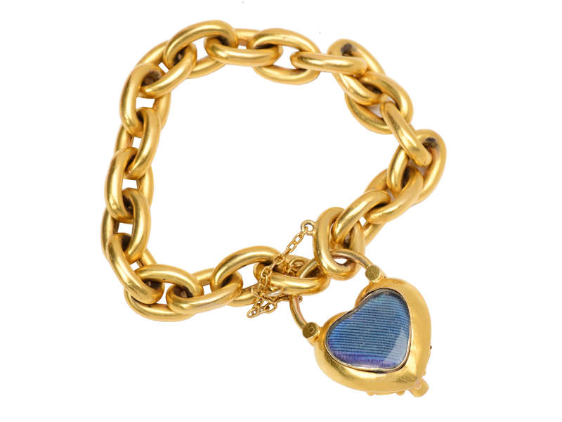 Victorian Garnet Chrysoberyl Padlock 18k Bracelet