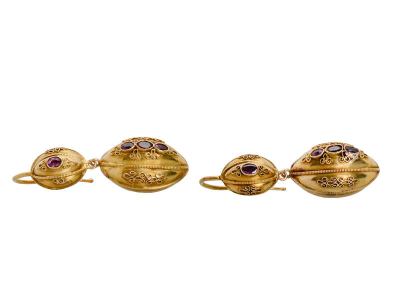 Victorian Gold & Garnet Dangle Earrings