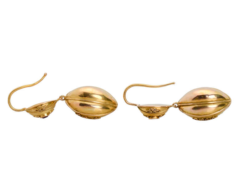 Victorian Gold & Garnet Dangle Earrings