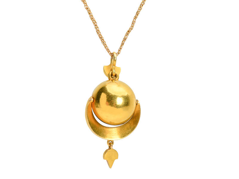 Victorian Garnet Moon & Star Pendant & Chain