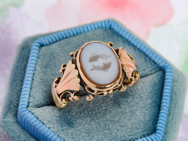 Victorian Intaglio Pisces Fish Ring