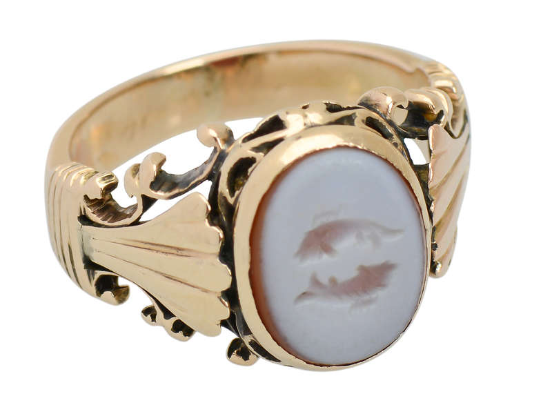 Victorian Intaglio Pisces Fish Ring