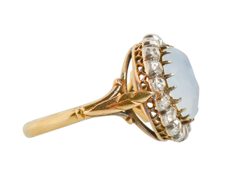 Victorian Man in the Moon Blue Moonstone Ring