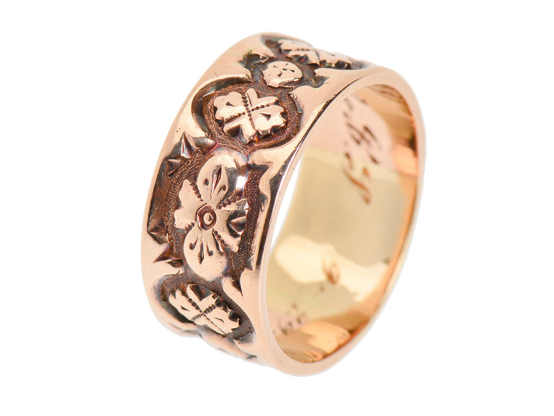 Victorian Engraved & Dated 1890 Wedding Band