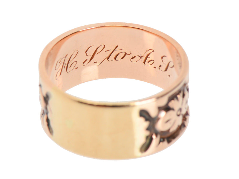 Victorian Engraved & Dated 1890 Wedding Band