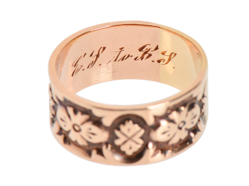 Victorian Engraved & Dated 1890 Wedding Band