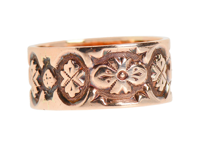 Victorian Engraved & Dated 1890 Wedding Band