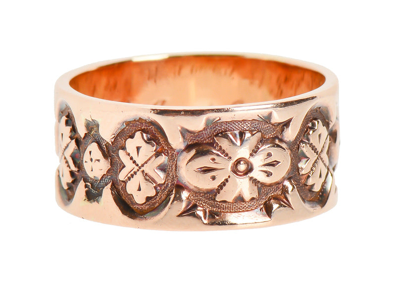 Victorian Engraved & Dated 1890 Wedding Band