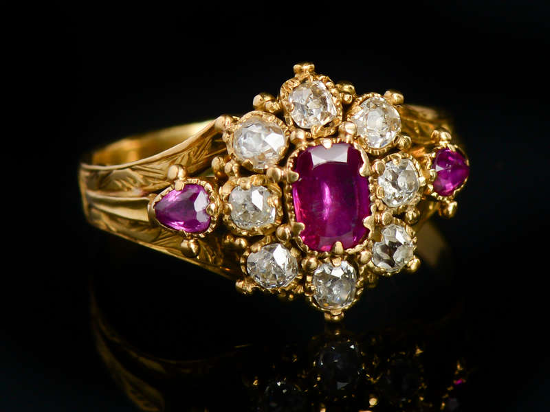 In the Age of Unforgettable - Victorian Ruby Diamond Ring