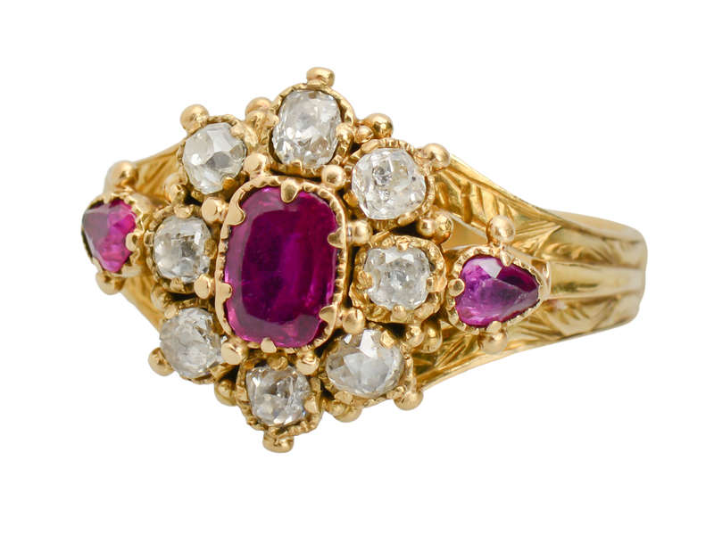 In the Age of Unforgettable - Victorian Ruby Diamond Ring