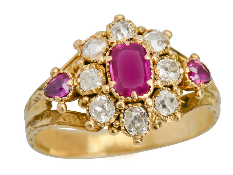 In the Age of Unforgettable - Victorian Ruby Diamond Ring