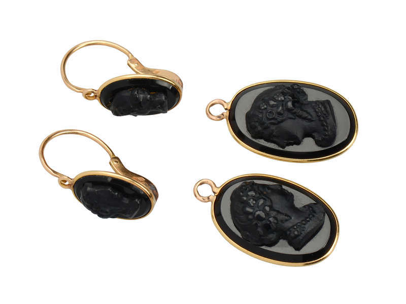 
                      
                        Day Night French 18k Gold Cameo Earrings
                      
                    