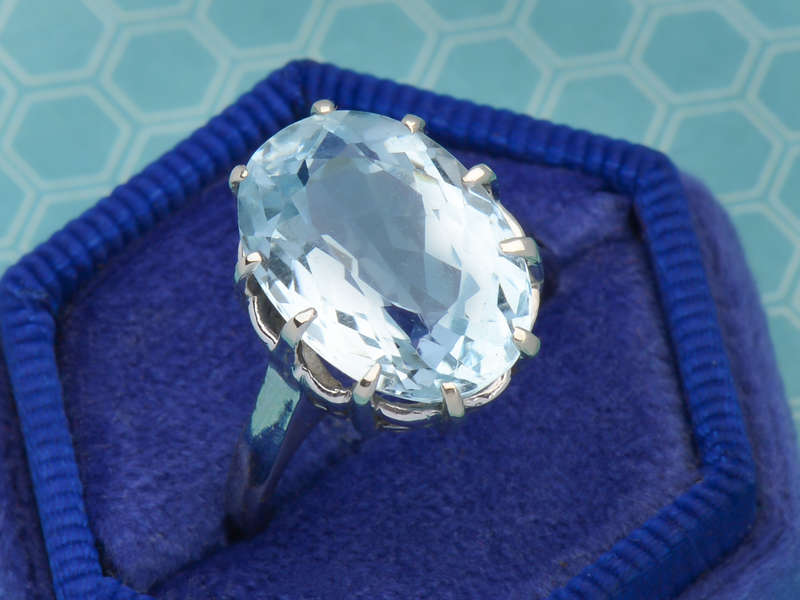 Vintage Blue Topaz Solitaire Ring
