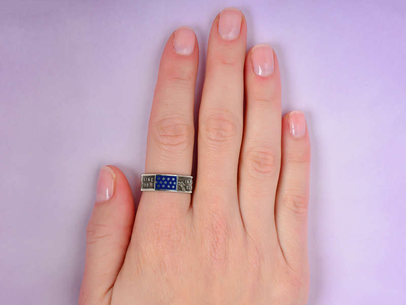 Silver Enamel Ring - U.S.S. Maine of 1898