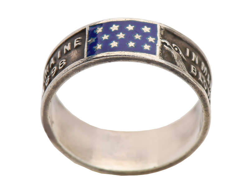 Silver Enamel Ring - U.S.S. Maine of 1898
