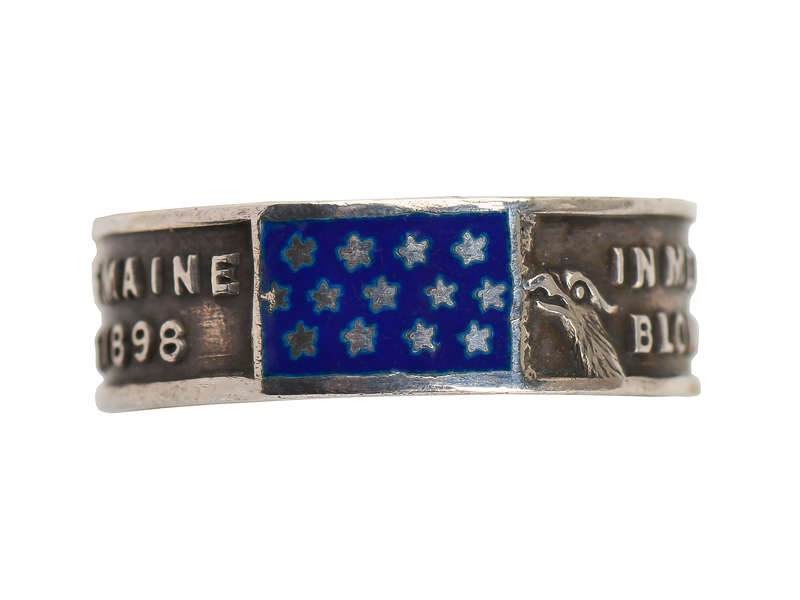 Silver Enamel Ring - U.S.S. Maine of 1898