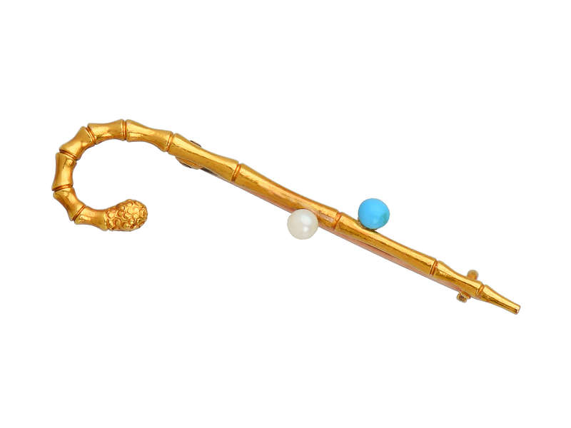 
                      
                        Strolling Along - Walking Stick Gold Brooch in Box
                      
                    
