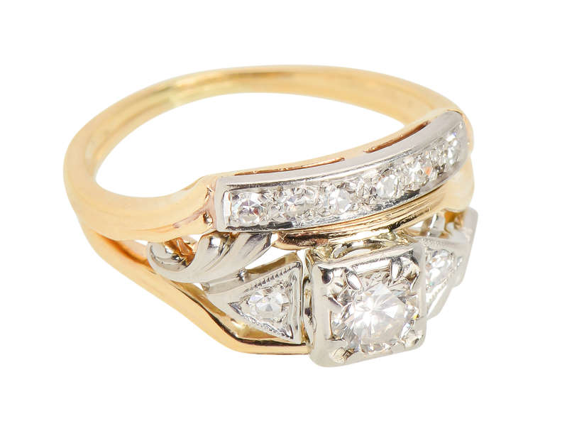 Synchronicity - Vintage Diamond Wedding Ring Set