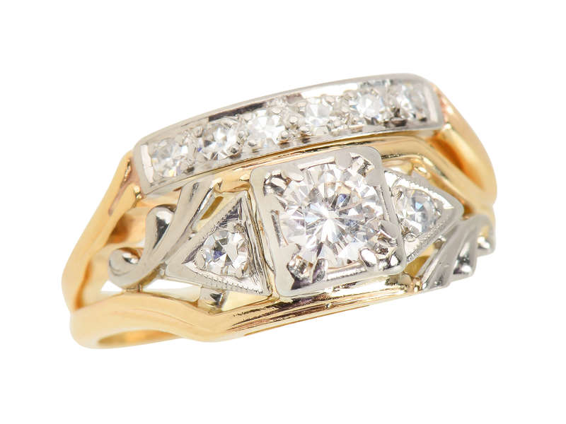 Synchronicity - Vintage Diamond Wedding Ring Set