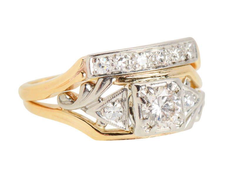 Synchronicity - Vintage Diamond Wedding Ring Set