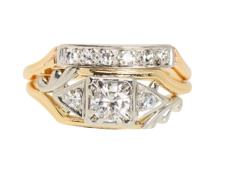 Synchronicity - Vintage Diamond Wedding Ring Set