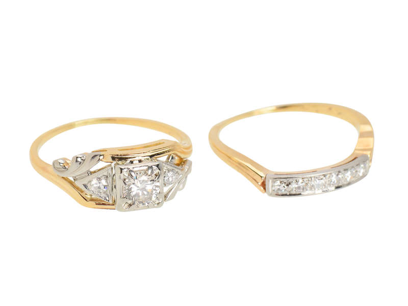 Synchronicity - Vintage Diamond Wedding Ring Set