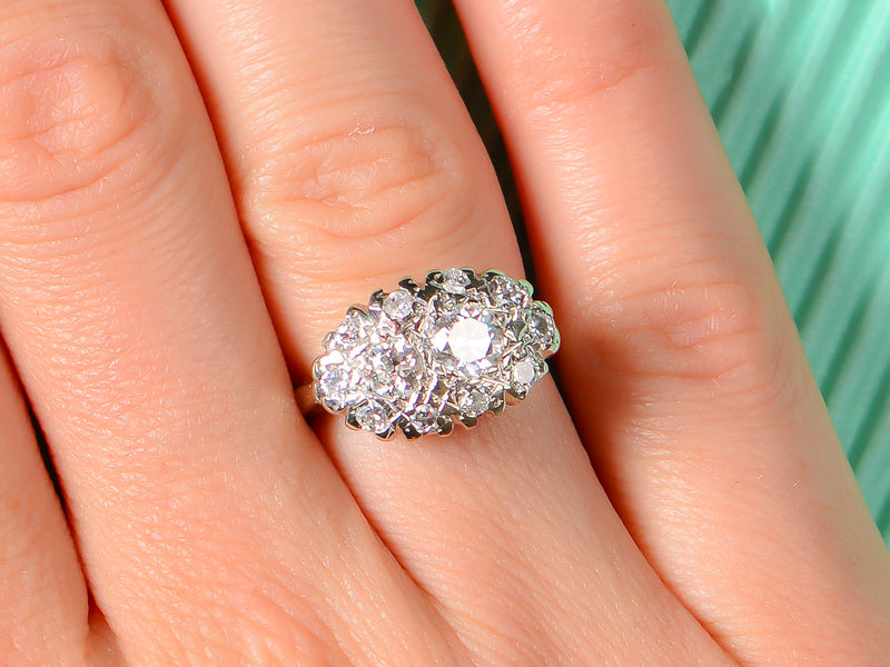 Oval Diamond Estate Cluster Ring