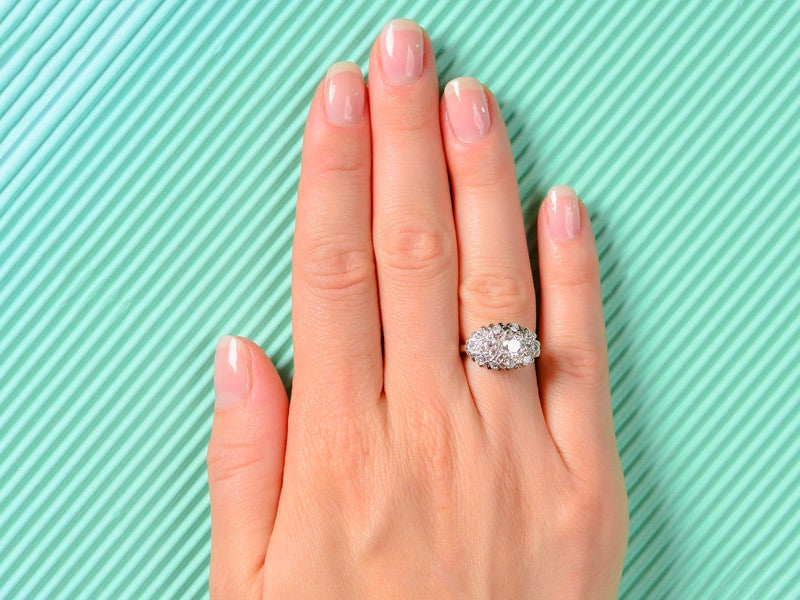 Oval Diamond Estate Cluster Ring