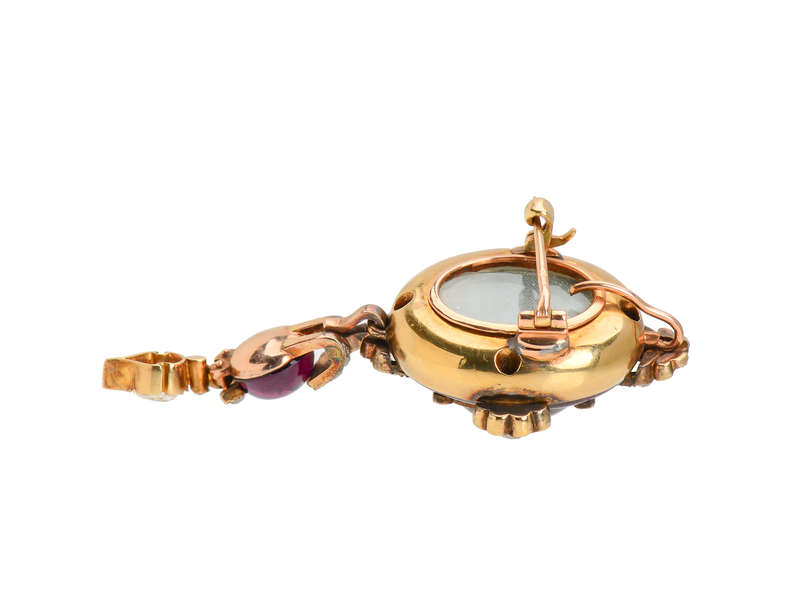 Antique French Holbeinesque Garnet Pendant Brooch