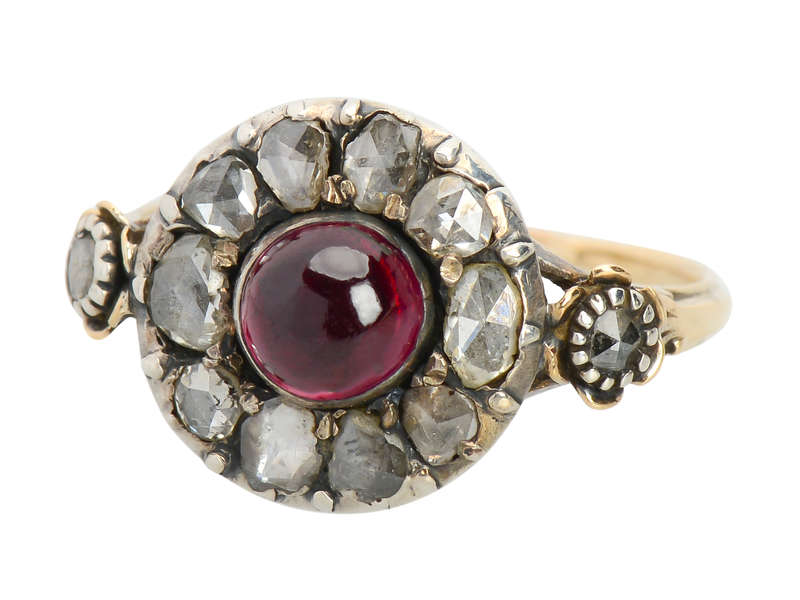 Georgian Garnet & Rose Cut Diamond Ring