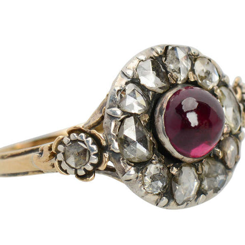 Georgian Garnet & Rose Cut Diamond Ring