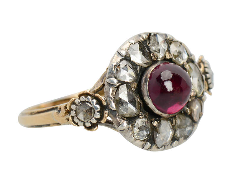 Georgian Garnet & Rose Cut Diamond Ring