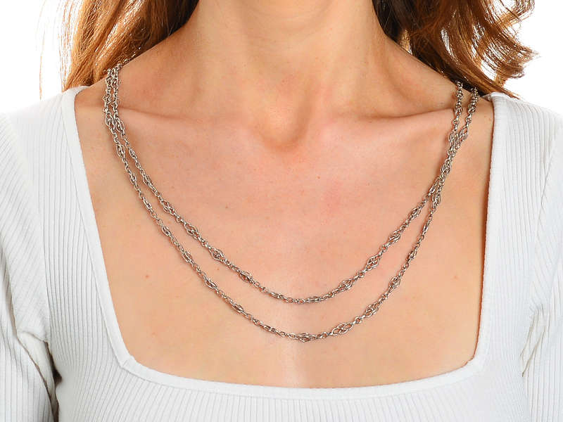 French Long Guard Fancy Silver Chain