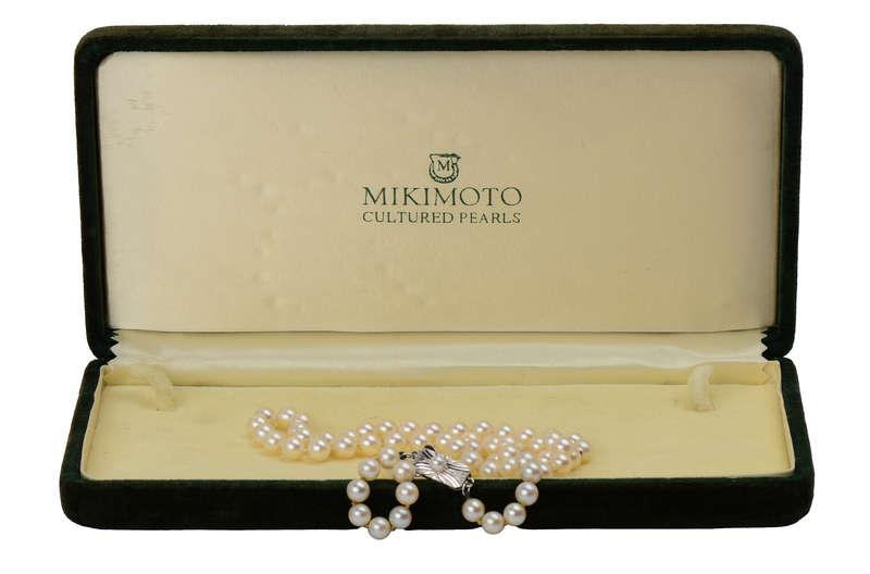 Vintage Mikimoto Pearl Necklace in Box
