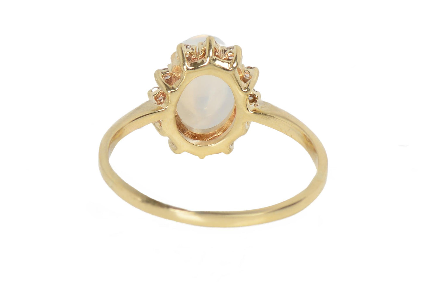 Vintage Blue Flash Moonstone Diamond Gold RIng