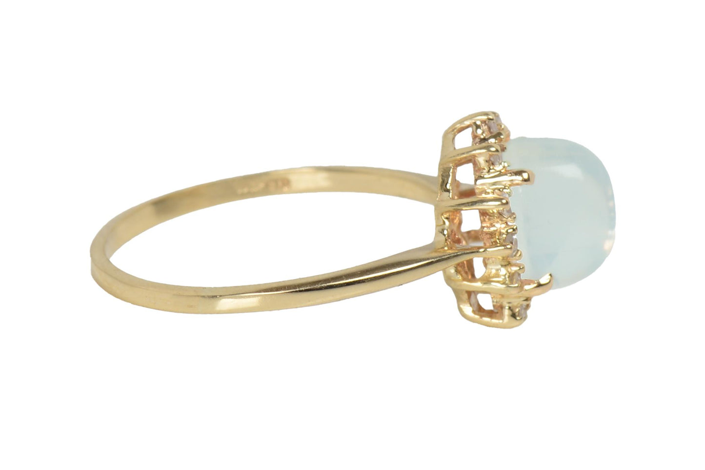 Vintage Blue Flash Moonstone Diamond Gold RIng
