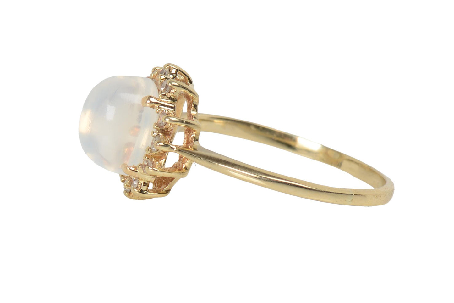 Vintage Blue Flash Moonstone Diamond Gold RIng