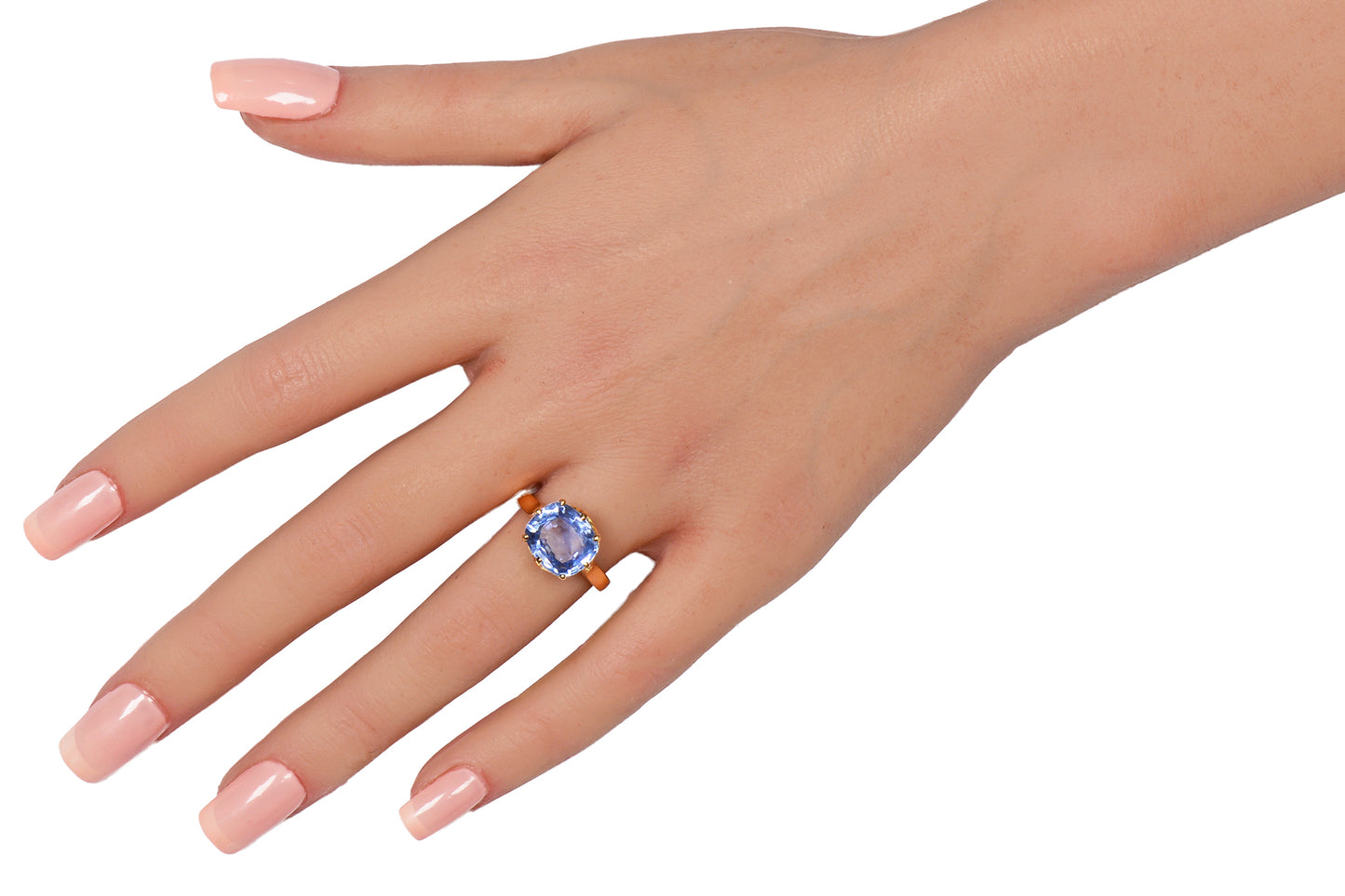 Vintage French No Heat 6.4 C. Sapphire Gold RIng