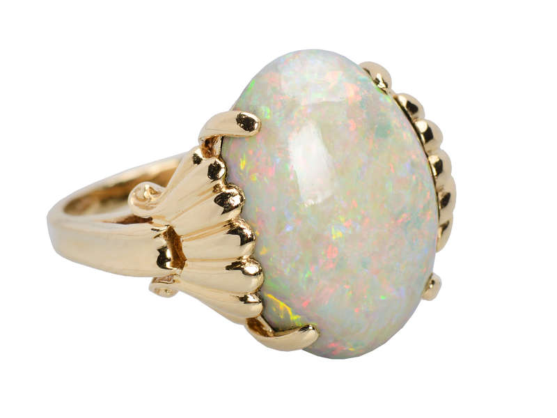 Red Delicious - Fine Australian Opal Retro Gold Ring
