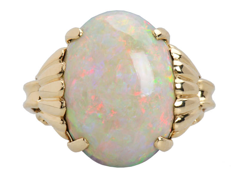 Red Delicious - Fine Australian Opal Retro Gold Ring