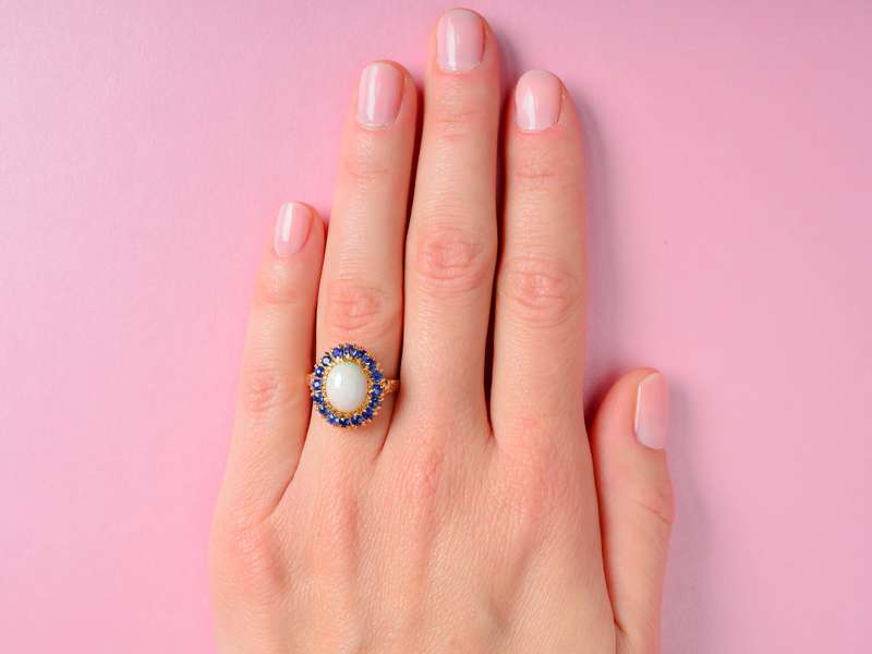 Vintage Opal Sapphire Cluster Ring of 1940
