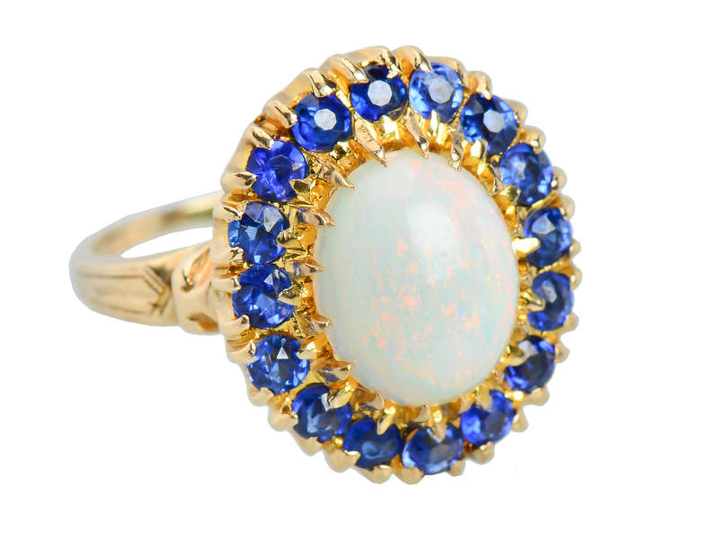 Vintage Opal Sapphire Cluster Ring of 1940