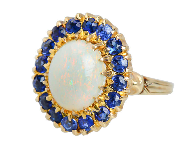 Vintage Opal Sapphire Cluster Ring of 1940