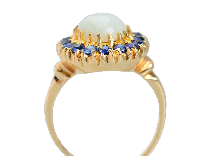 Vintage Opal Sapphire Cluster Ring of 1940