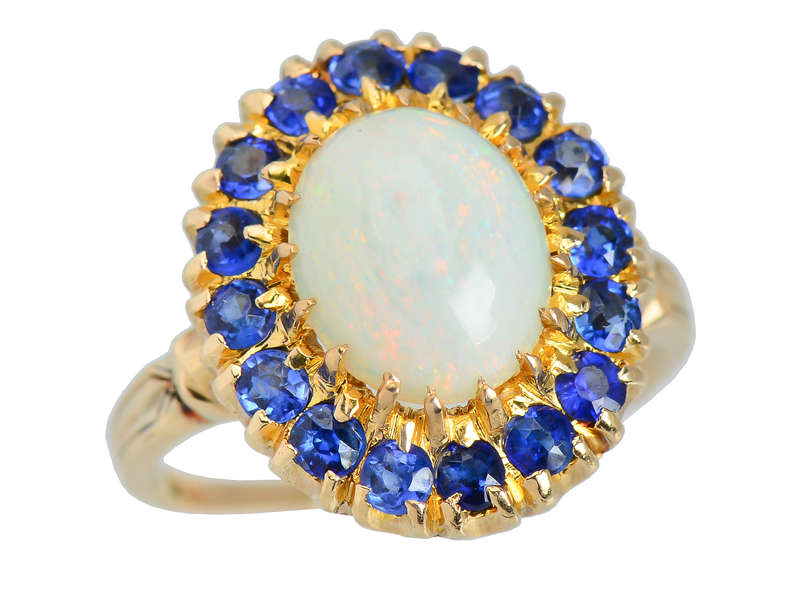 Vintage Opal Sapphire Cluster Ring of 1940
