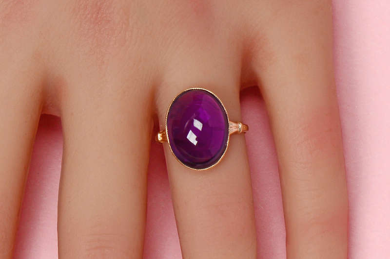 Amethyst Royale - Vintage Gold Oval Ring